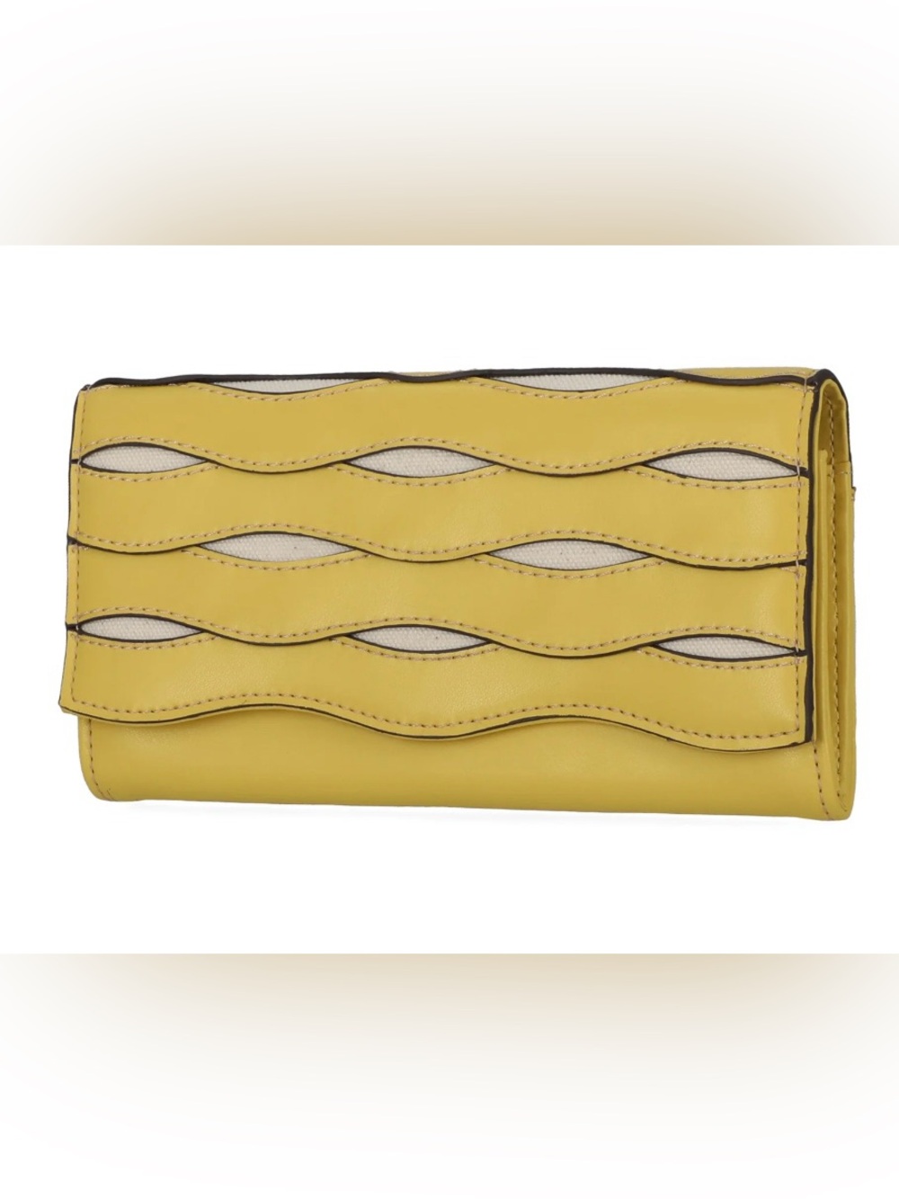 Free Assembly Avery Cut Out Clutch Wallet Yellow Cream NWT Continental